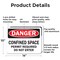 Signmission 10 in H x 14 in W, Aluminum, Rectangle, Confined Space Permit Required Do Not Enter OS-2PACK-DS-A-1014-L-19305 - alternate 4